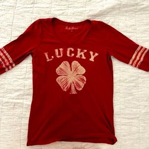 lucky brand preloved lucky clover red tshirt
